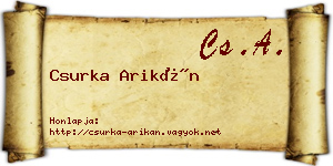 Csurka Arikán névjegykártya